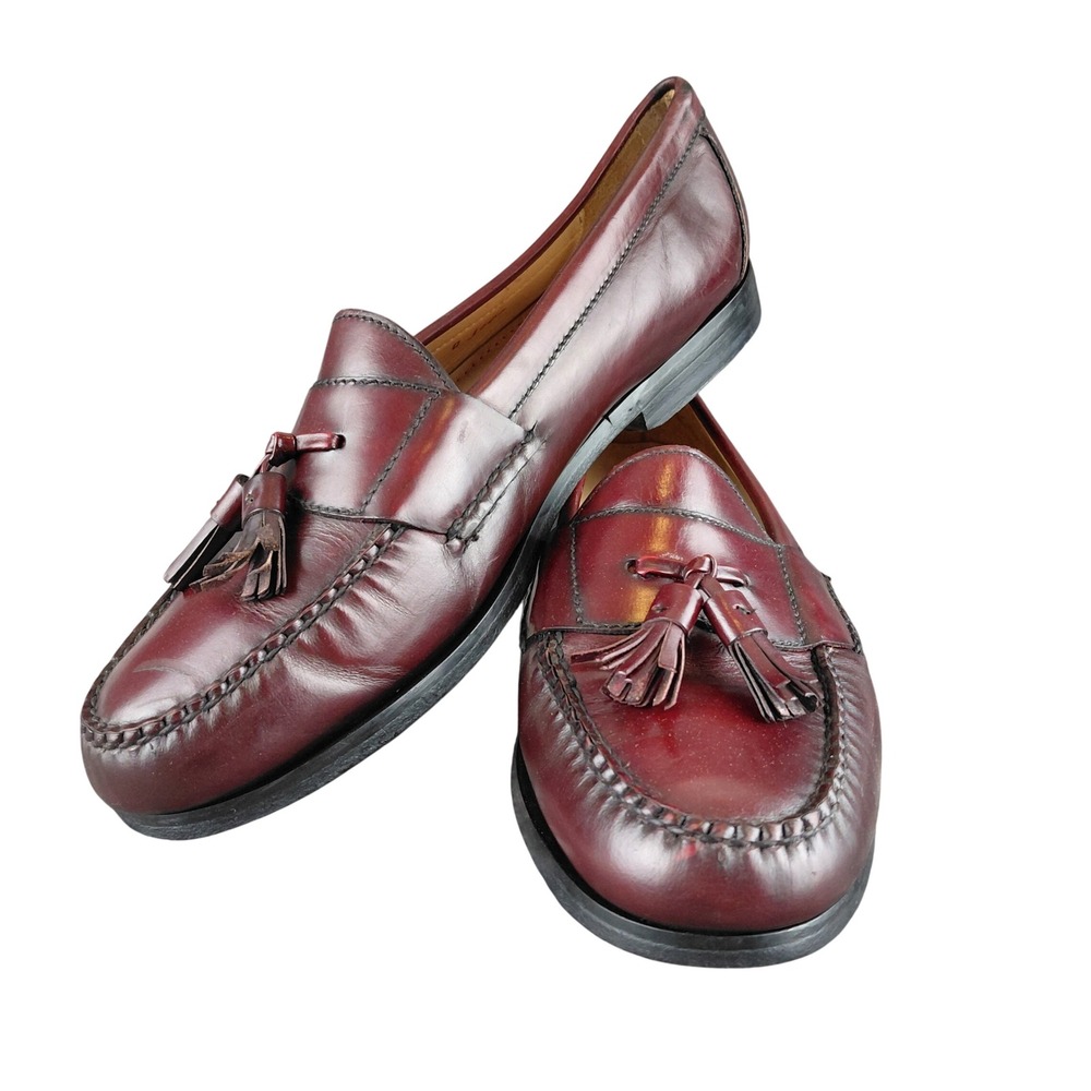 Cole Haan City‎ Mens 9 D Burgundy Leather Tassel Loafers Slip On Shoes DO 3507